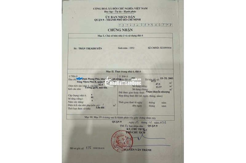 ĐÌNH PHONG PHÚ - HẺM 1 TRỤC CÁCH MẶT TIỀN 5M - NỞ HẬU ĐẸP - 2 TẦNG Ở NGAY - 3.7 TỶ 