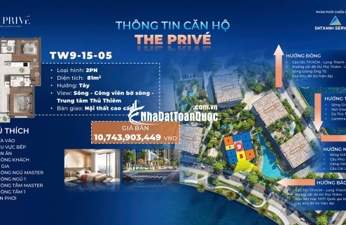 BÁN CĂN HỘ 2PN THE PRIVÉ – VIEW SÔNG & CÔNG VIÊN BỜ SÔNG THỦ THIÊM CHỈ TỪ 990TR KÝ HĐMB