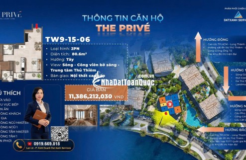 BÁN CĂN 2PN VIEW SÔNG ĐẸP THE PRIVÉ – CHỈ 10% KÝ HĐMB TRỰC TIẾP PHÒNG KINH DOANH CHỦ ĐẦU TƯ