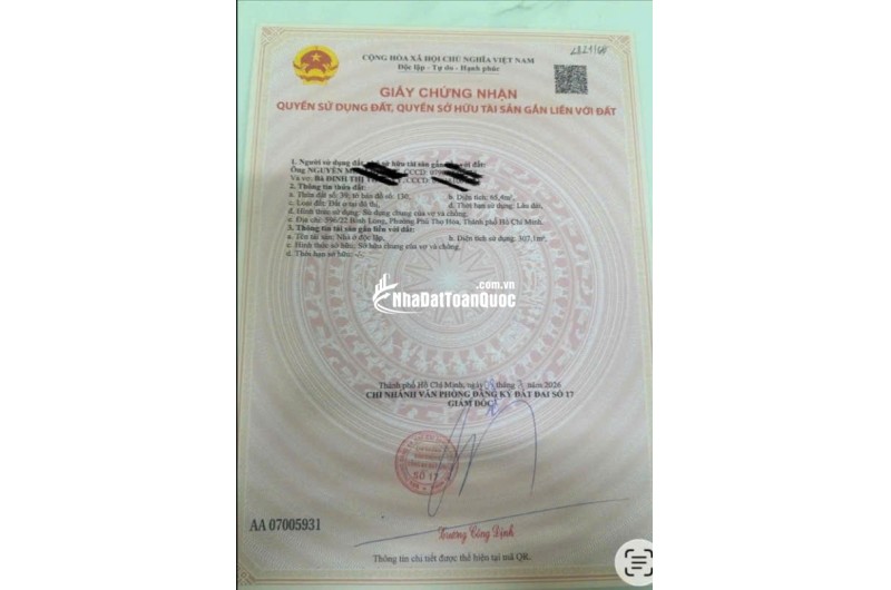 Bán nhà 1 trệt 1 lửng 3 lầu 596/22 Bình Long Q. Tân Phú cũ
