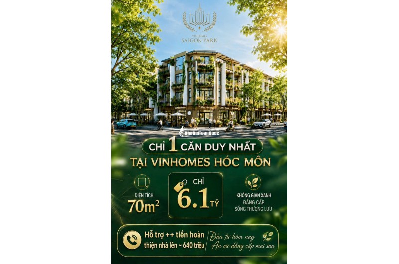 Nhà mặt tiền 4 tầng 70m2 Vinhomes Hóc Môn:chỉ 6,1 tỷ.(hỗ trợ thêm hoàn thiện nhà tới 640tr)