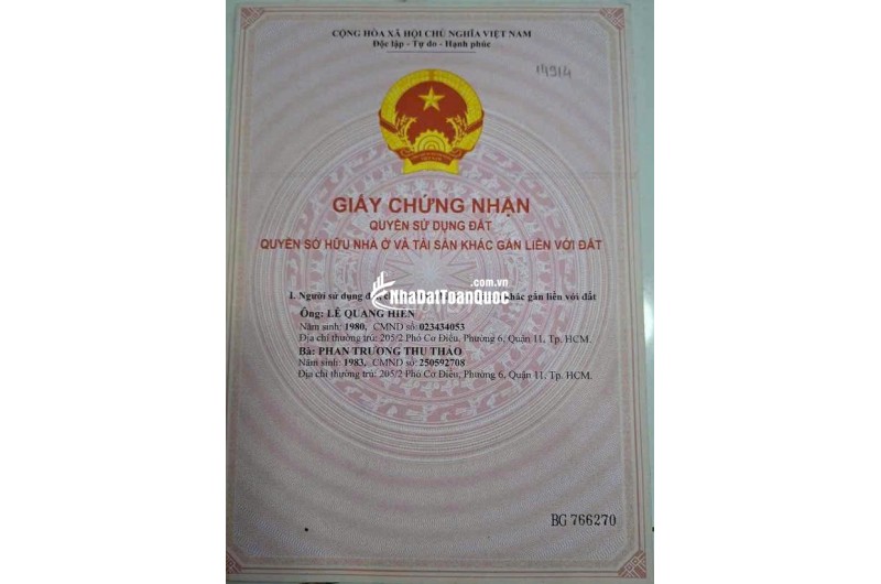 Bán nhà hẻm 1 trệt 1 lầu 2/12 Nguyễn Sĩ Cố P15 Q8