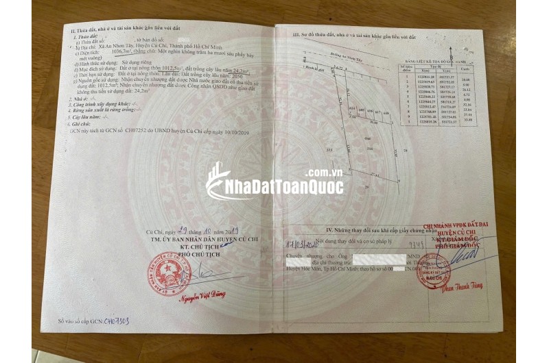 Chính chủ cấn bán lô đất thổ cư mặt tiền Đường An Nhơn Tây - Củ Chi