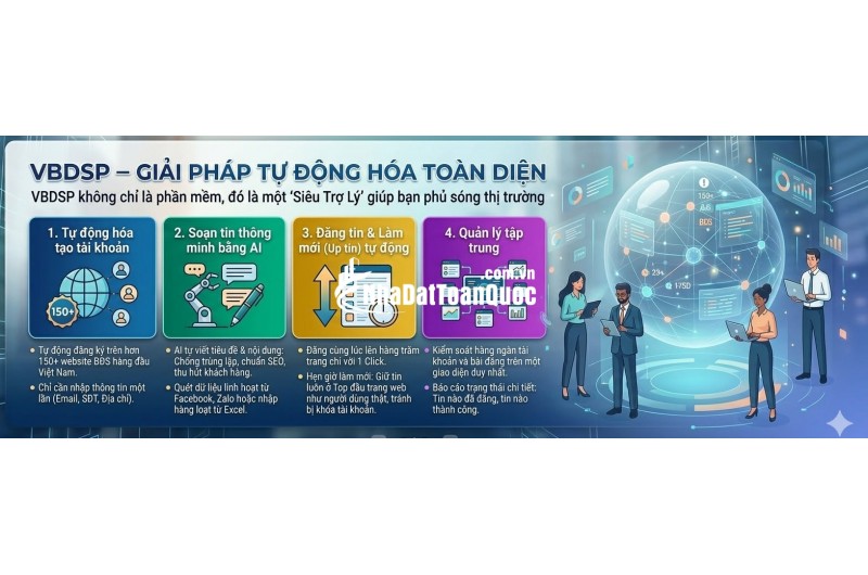VBDSP là phần mềm đăng tin bất động sản tự động trên hơn 200 website mua bán và rao vặt nhà đất