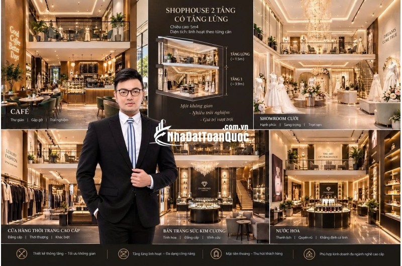 Vinhomes Quận 9- Shophouse Beverly 5,4m- tầng lửng linh hoạt, nhiều mô hình kinh doanh: từ 129 triệu/m2