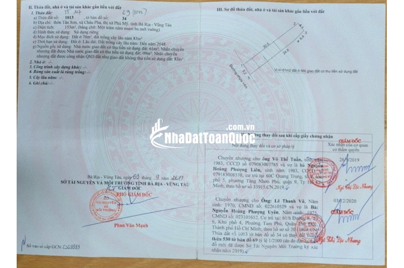 BÁN ĐẤT TẠI CHÂU PHA-TPHCM, DT 153M2 SHR 1.180 TỶ. LH:0913976848 - A TOẠI (CHÍNH CHỦ)