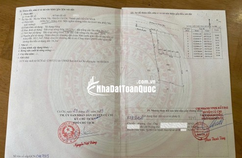 Chính chủ cấn bán lô đất thổ cư mặt tiền Đường An Nhơn Tây - Củ Chi