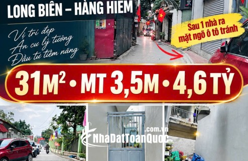 HÀNG HIẾM BÁN ĐẤT NGUYỄN VĂN LINH, LONG BIÊN  SAU 1 NHÀ RA Ô TÔ TRÁNH  KHU VỰC ĐANG PHÁT TRIỂN 31M²  MT 3,5M  4,6 TỶ.