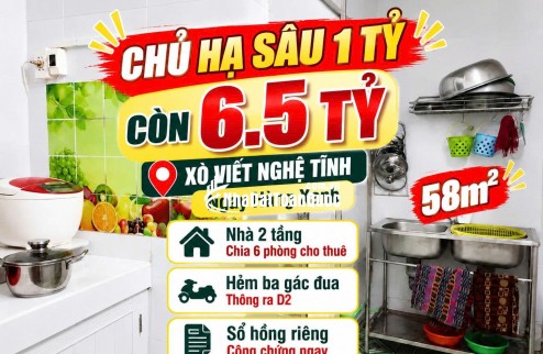 Bán  nhà XVNT ,Bình Thạnh, ngay hàng xanh.Chủ hạ 1 tỷ còn 6.5 tỷ- 58m2