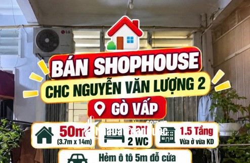 Bán Shophouse trệt 50m2 ,2PN Nguyễn Văn Lượng 2, Gò Vấp hẻm ô tô 3tỷ