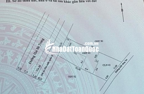 BÁN 564,6 M2 ĐẤT MẶT TIỀN ĐƯỜNG HAI BÀ TRƯNG – PHƯỜNG HỘI AN – LH:0915437069.