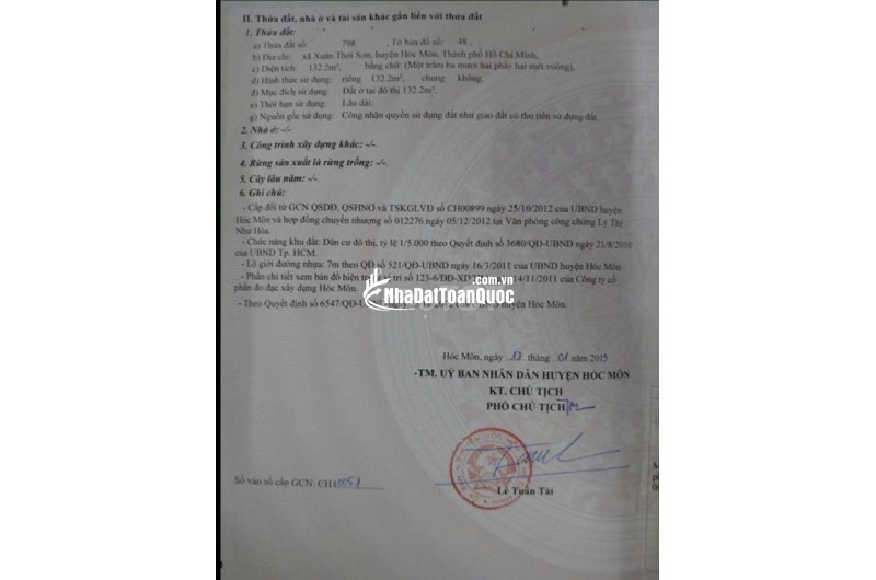 Bán 132m2 đất thổ cư khu biệt thự Xuân Thới Sơn ,Hóc Môn