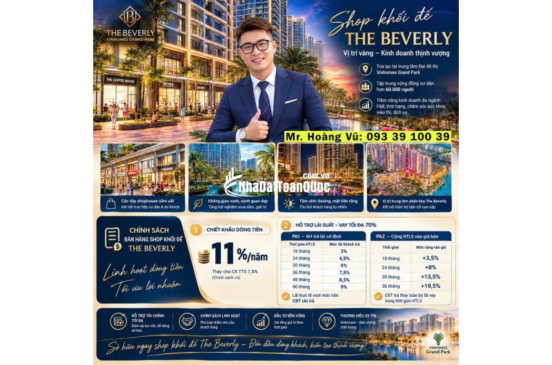 Một mặt bằng hai chiến lược Shophouse Beverly Vinhome Quận 9 lời ngay 5%: từ 129 triệu/m2