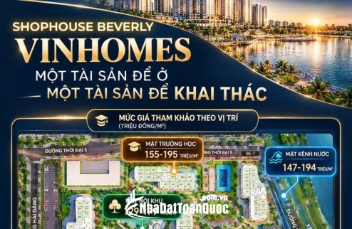Cơ hội sở hữu thêm tài sản đáng chú ý- Shophouse Beverly Vinhomes Quận 9, Giá dự kiến cực tốt.