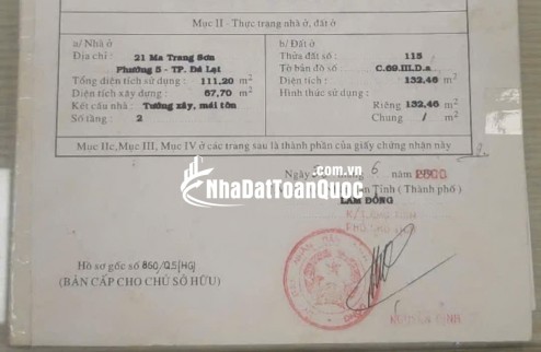 Bán đất trung tâm Đà Lạt, đường Ma Trang Sơn, P.5, lô góc 2 mặt tiền
